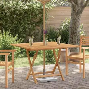 vidaXL Dining Table Square Folding Patio Table for Porch Yard Solid Wood Teak