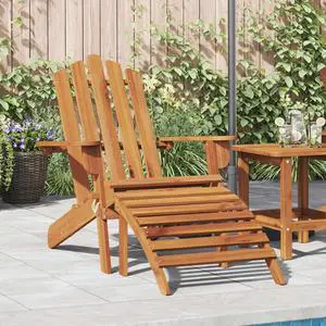 vidaXL Patio Adirondack Chair with Footrest Solid Wood Acacia
