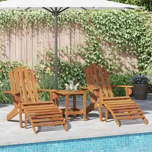 vidaXL Patio Chair 2 Pcs Adirondack Patio Seat with Footrests Solid Wood Acacia