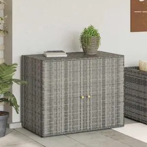 vidaXL Garden Storage Cabinet Gray 39.4"x21.9"x31.5" Poly Rattan vidaXL Garden Storage Cabinet Gray 39.4"x21.9"x31.5" Poly Rattan