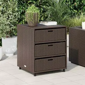 vidaXL Garden Storage Cabinet Brown PE rattan Medium Garden Storage