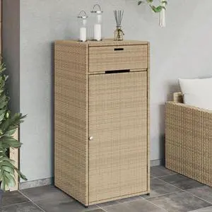vidaXL Garden Storage Cabinet Beige PE Rattan Large