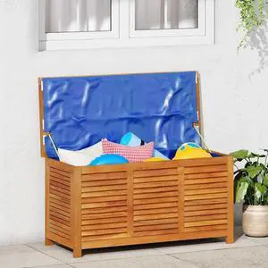 vidaXL Garden Storage Box with Louver Outdoor Patio Furniture Solid Wood Acacia