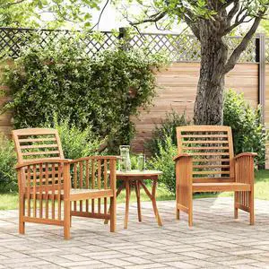vidaXL Patio Chairs 2 Pcs Patio Dining Chair with Armrest Solid Wood Acacia