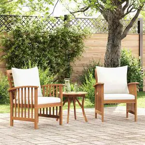 vidaXL Garden Chairs with Cushions 2 pcs Solid Acacia Wood vidaXL Garden Chairs with Cushions 2 pcs Solid Acacia Wood