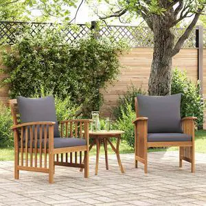 vidaXL Patio Chairs 2 pcs Patio Dining Chair with Cushions Solid Wood Acacia