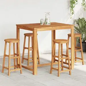 vidaXL Bar Stools Counter Height Stool Island Stool 4 Pcs Solid Acacia Wood