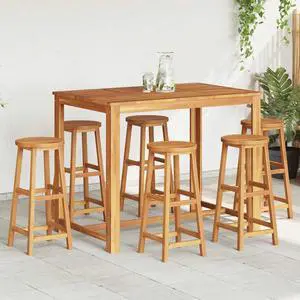 vidaXL Bar Stools Counter Height Stool Island Stool 6 Pcs Solid Acacia Wood