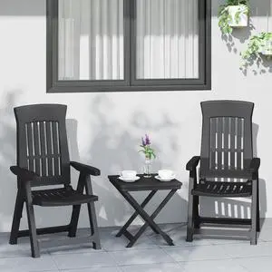 vidaXL Reclining Chair 2 Pcs Outdoor Folding Chair Patio Furniture Anthracite PP