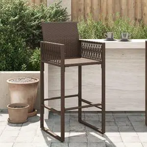 vidaXL Patio Bar Stools Chair Outdoor Garden Furniture 2 Pcs Brown Poly Rattan
