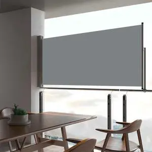 vidaXL Patio Retractable Side Awning 23.6" Gray Side Sunshade Privacy Divider