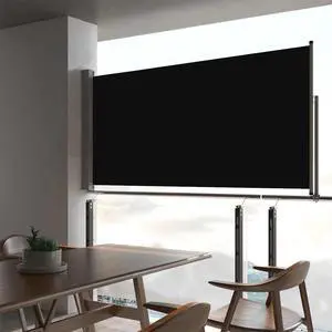 vidaXL Patio Retractable Side Awning 31.5" Black Side Sunshade Privacy Divider