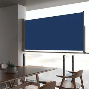 vidaXL Retractable Side Awning Outdoor Folding Privacy Screen 31.5"x118.1" Blue