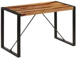 vidaXL Dining Table Brown and black Solid Acacia wood 47.2 in Durable