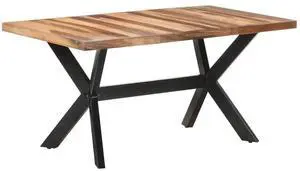vidaXL Solid Wood Dining Table 63"x31.5" with Honey Finish Table Furniture