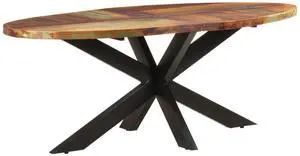 vidaXL Dining Table Oval Solid Reclaimed Wood Home Dinner Dining Bistro Table