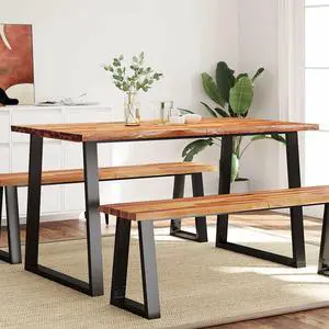 vidaXL Dining Table with Live Edge Dinner Table for Kitchen Solid Wood Acacia