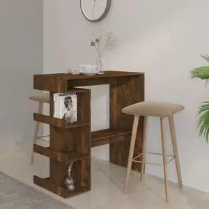vidaXL Bar Table Bistro Table Desk with Storage Rack Smoked Oak Engineered Wood