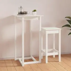 vidaXL Bar Table Bistro Dining Room Breakfast Furniture White Solid Wood Pine
