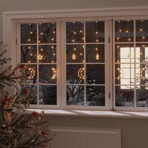 vidaXL Fairy Lights Hanging Star and Moon Lights with 138 LEDs Warm White