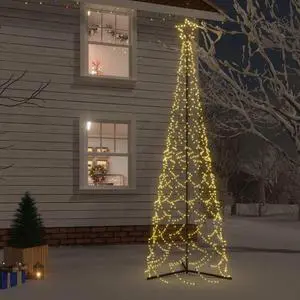 vidaXL Christmas Cone Tree Artificial Christmas Tree with LEDs Warm White