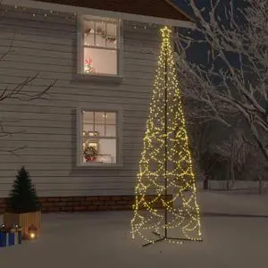 vidaXL Christmas Cone Tree Artificial Christmas Tree with LEDs Warm White