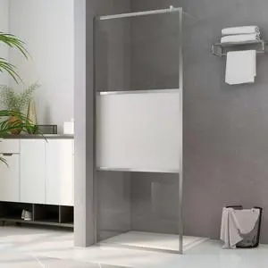 vidaXL Shower Enclosure Shower Wall with Half Frosted ESG Glass 35.4"x76.8"