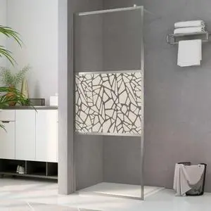 vidaXL Shower Enclosure Wall Screen ESG Glass with Stone Design 35.4"x76.8"