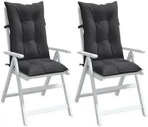 vidaXL Highback Chair Cushion Set of 2 Melange Anthracite 100% Polyester