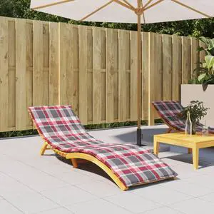 vidaXL Sun Lounger Cushion Red check pattern