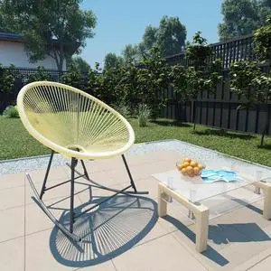 vidaXL Rocking Chair All Weather Resistant Patio Rocker Chair Poly Rattan Beige vidaXL Rocking Chair All Weather Resistant Patio Rocker Chair Poly Rattan Beige