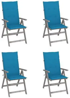 vidaXL Patio Reclining Chairs with Cushions Furniture 4 Pcs Solid Acacia Wood