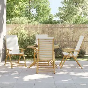 vidaXL Garden Reclining Chair Set of 4 Cream White Bamboo Four-piece set