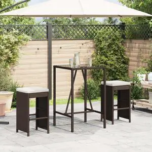 vidaXL Garden Bar Stool Set of 2 Brown,Cream white