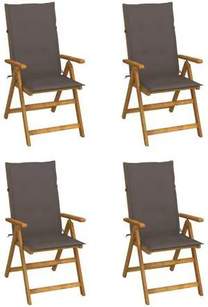 vidaXL Outdoor Recliner Chairs 4 Pcs Patio Chair with Cushions Solid Wood Acacia