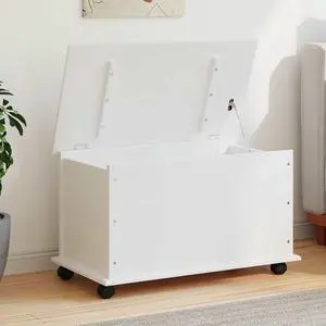 vidaXL Storage Chest with Wheels, Storage Trunk with Safety Hinge, Solid Pine Wood Storage Cabinet with Stable Flat Top for Living Room, Bedroom, ALTA Range, 28.7''x15.6''x17.3''