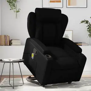 vidaXL Stand up Massage Recliner Chair Power Lift Armchair Black Faux Leather
