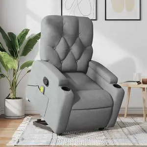 vidaXL Stand up Massage Recliner Chair Power Lift Armchair Light Gray Fabric