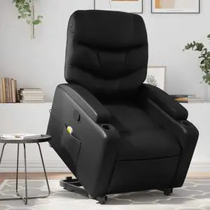 vidaXL Stand up Massage Recliner Chair Power Lift Armchair Black Faux Leather