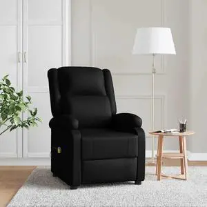 vidaXL Massage Chair Black Faux Leather massage reclining chair