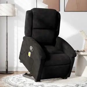 vidaXL Stand up Massage Recliner Chair Power Lift Wingback Armchair Black Velvet