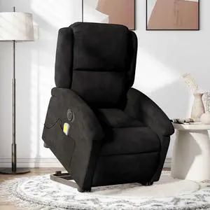 vidaXL Electric Stand up Massage Recliner Chair Power Lift Armchair Black Velvet