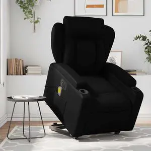 vidaXL Electric Stand up Massage Recliner Chair Armchair Black Faux Leather