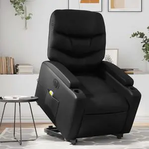 vidaXL Electric Stand up Massage Recliner Chair Armchair Black Faux Leather