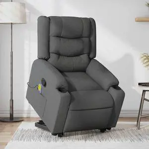 vidaXL Stand up Massage Recliner Chair Power Lift Armchair Dark Gray Fabric