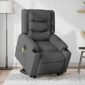 vidaXL Electric Stand up Massage Recliner Chair Armchair Dark Gray Fabric