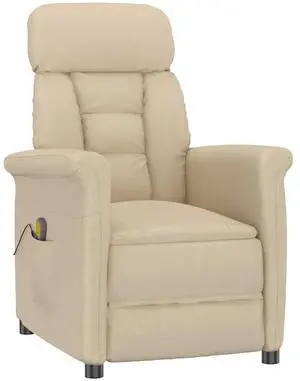 vidaXL Massage Chair Cream 70.5 x 96.5 x 95 cm Fabric and metal