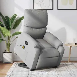 vidaXL Electric Stand up Massage Recliner Chair Armchair Light Gray Fabric