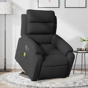 vidaXL Electric Stand up Massage Recliner Chair Power Lift Armchair Black Fabric