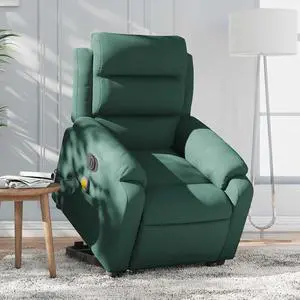 vidaXL Electric Stand up Massage Recliner Chair Armchair Dark Green Velvet
